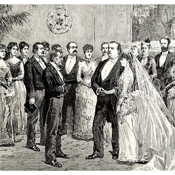 President Grover Cleveland's Marriage Ceremony Typogravure Victorian 1894 DWS4 - Picture 1 of 2